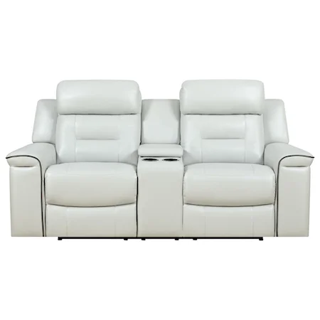 Power Console Reclining Loveseat with Contrasting Welt and Power Tilt Headrests